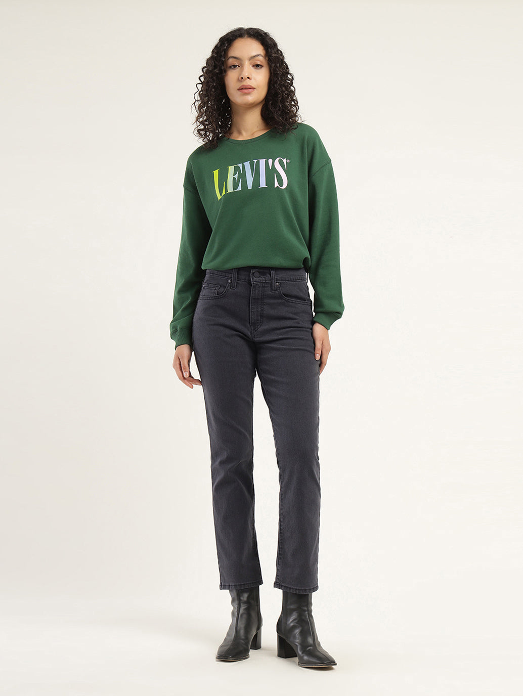 Women's 710 Black Skinny Fit High Rise Jeans - Front View