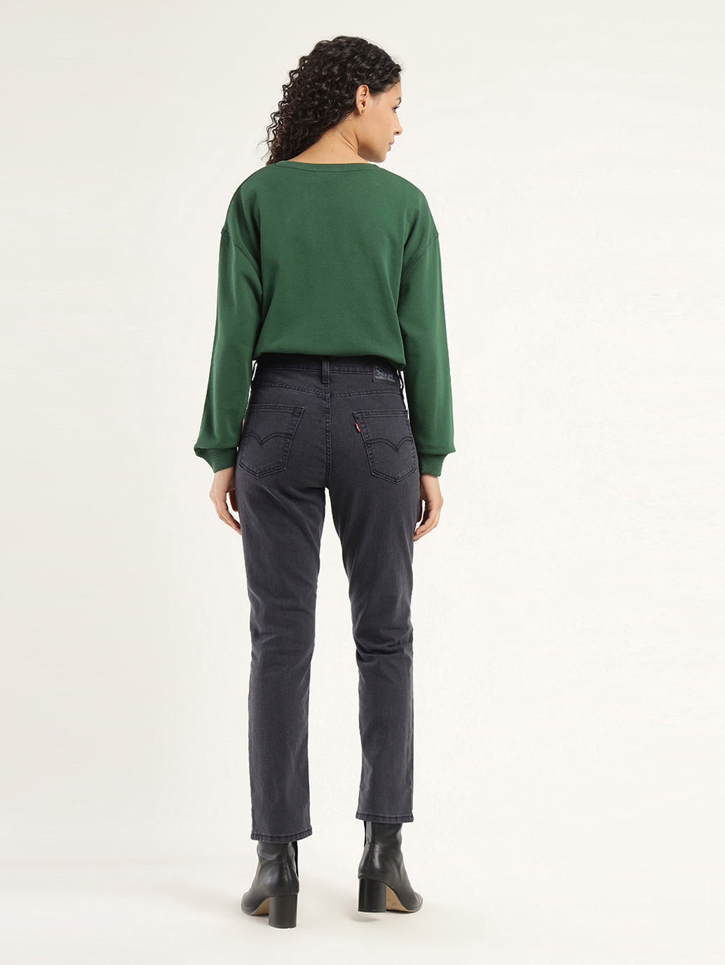 Women's 710 Black Skinny Fit High Rise Jeans - Back View
