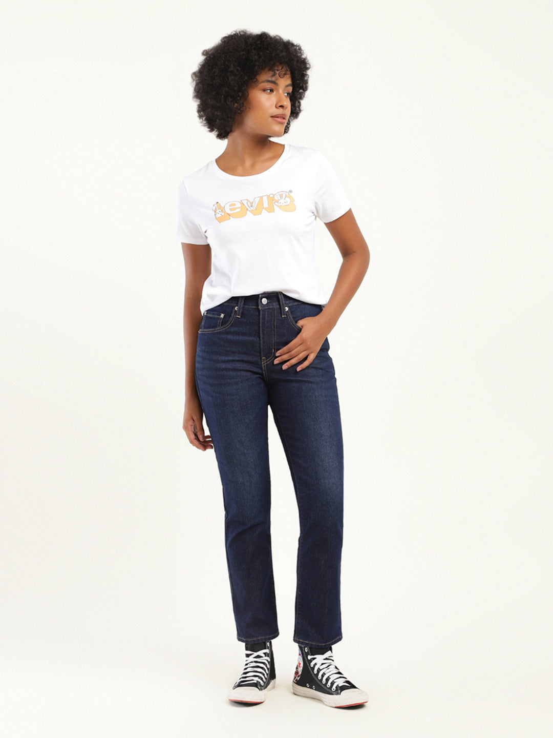 Women's 710 Blue Skinny Fit High Rise Jeans - Front View