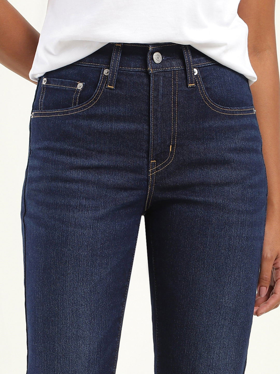 Women's 710 Blue Skinny Fit High Rise Jeans - Detail View
