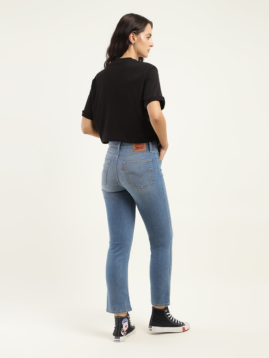 Women's 710 Blue Skinny Fit High Rise Jeans - Back View