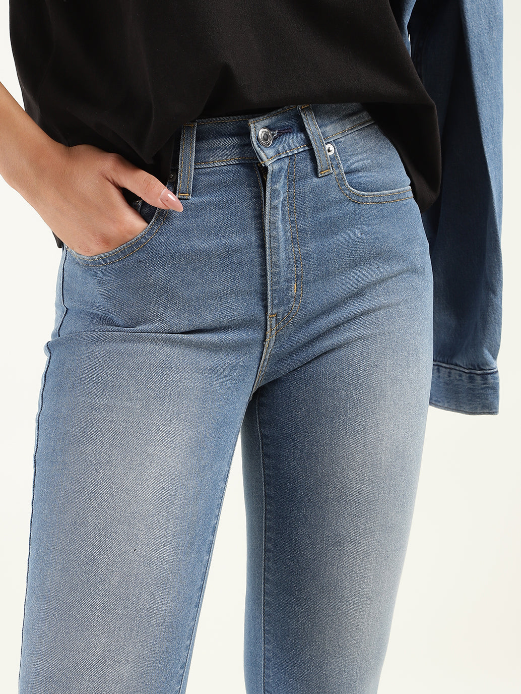 Women's 710 Blue Skinny Fit High Rise Jeans - Details View