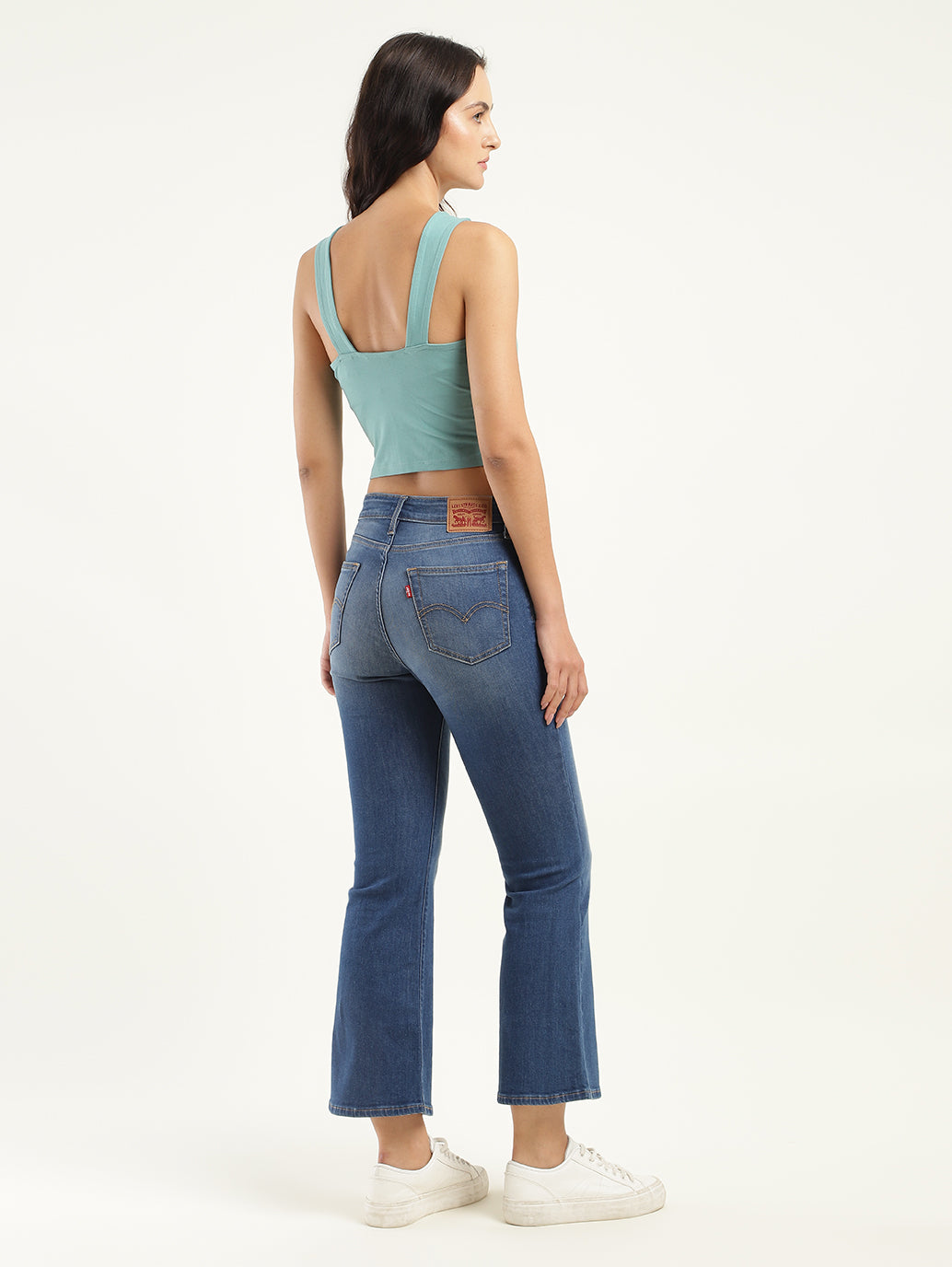 Women's 710 Blue Skinny Fit High Rise Jeans - Back View