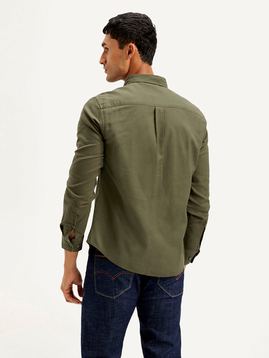Men's Solid Slim Fit Shirt - Back View