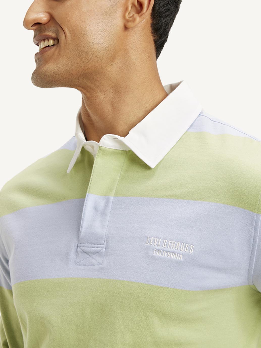 Men's Striped Polo T-shirt - Detail View