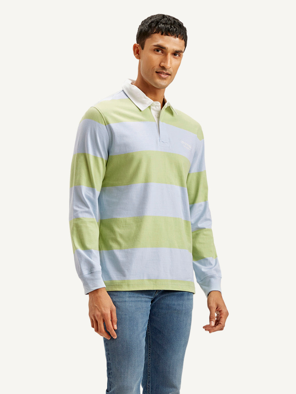 Men's Striped Polo T-shirt - Side View