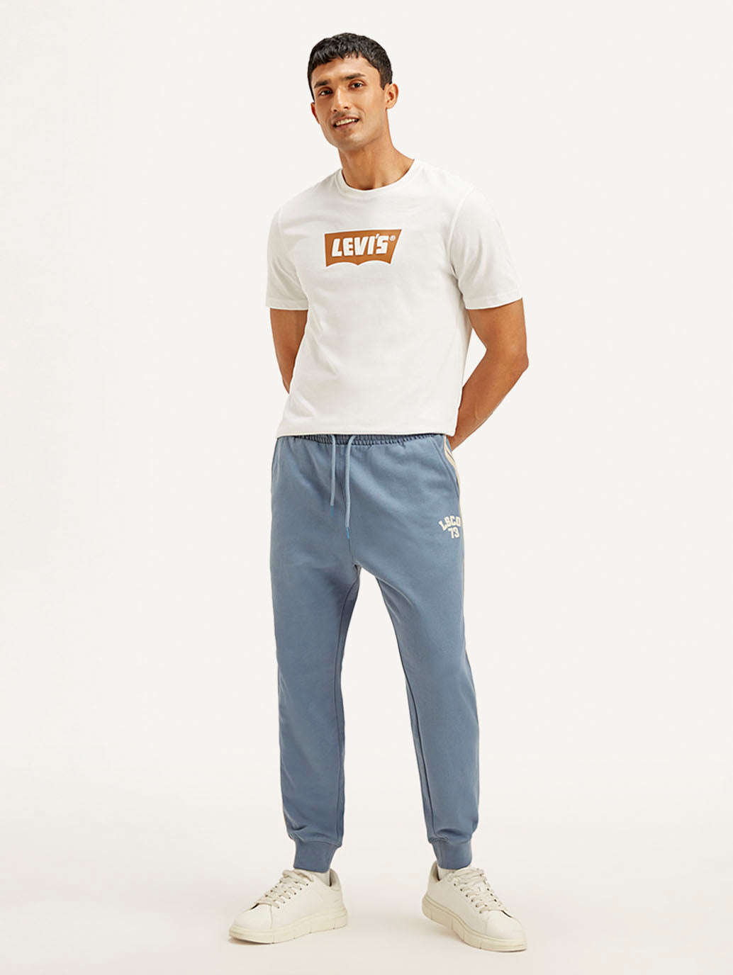 Men's Blue Solid Joggers - Styleshot View