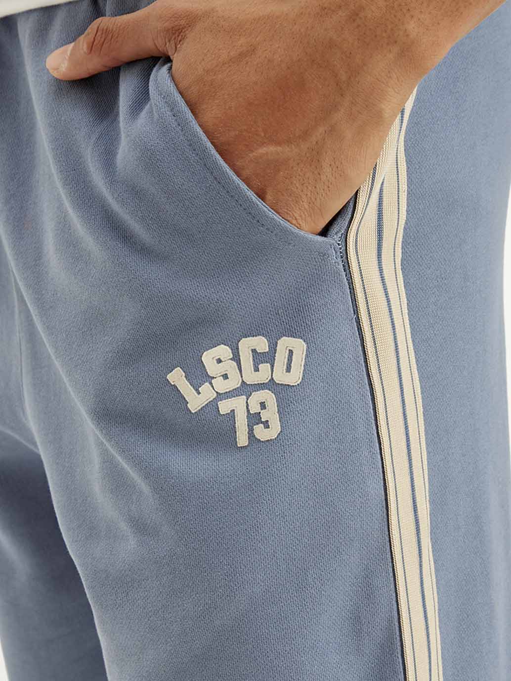 Men's Blue Solid Joggers - Detail View