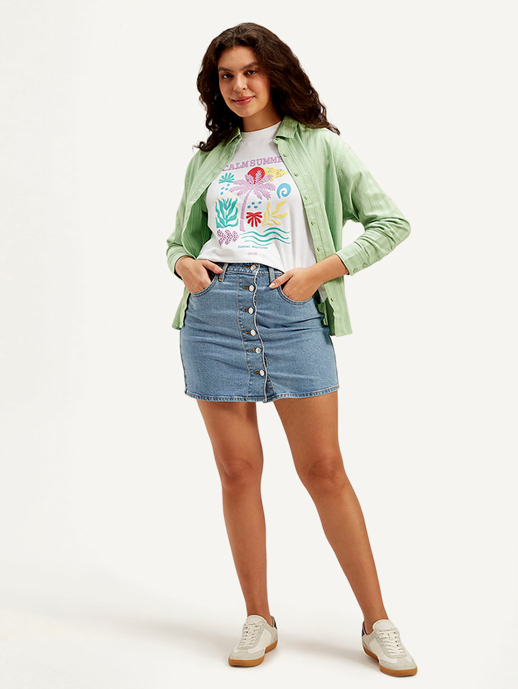 Women's Mid Rise Blue Regular Fit Skirt - Styleshot View