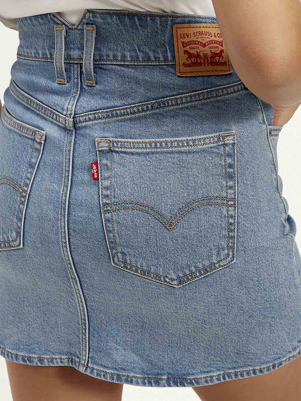 Women's Mid Rise Blue Regular Fit Skirt - Detail View