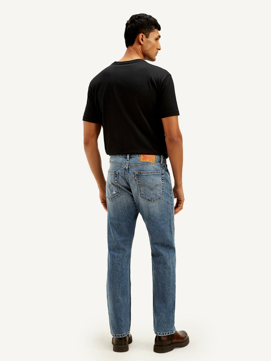 Men's 555 Blue Loose Fit Mid Rise Jeans - Back View