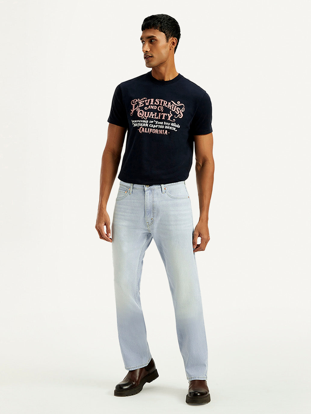 Men's 555 Light Blue Loose Fit Mid Rise Jeans - Front View
