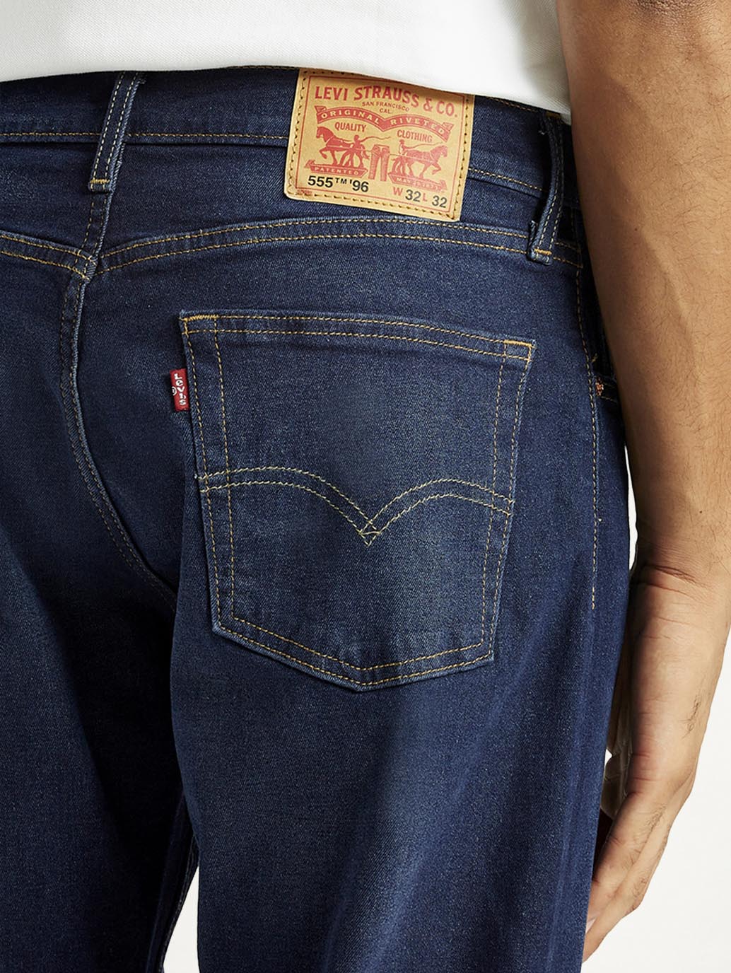 Men's 555 Dark Indigo Loose Fit Mid Rise Jeans - Detail View