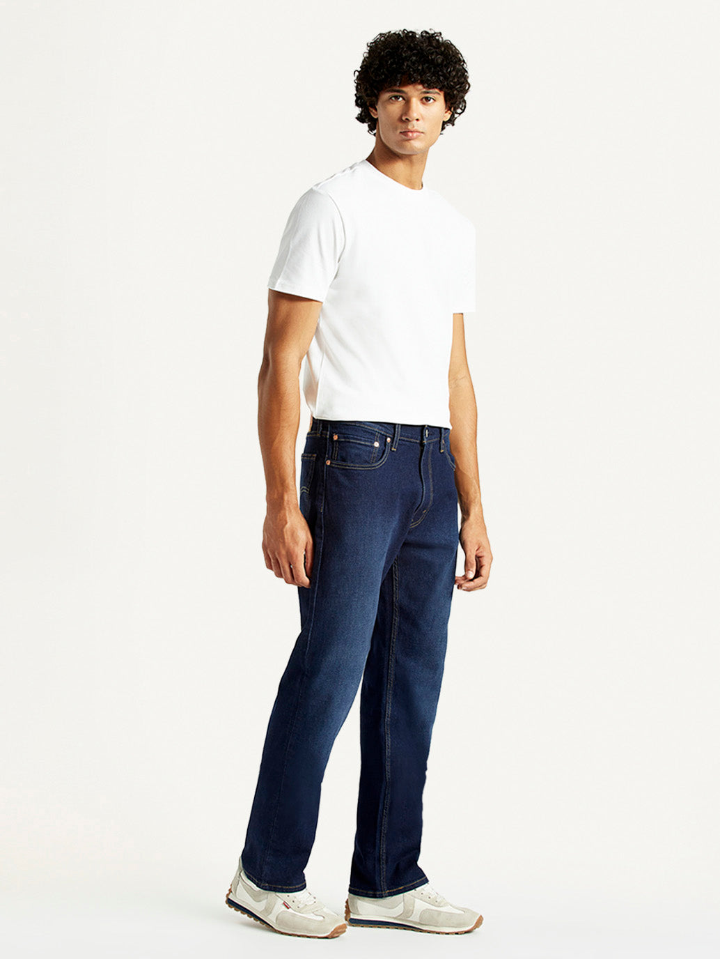 Men's 555 Dark Indigo Loose Fit Mid Rise Jeans - Side View