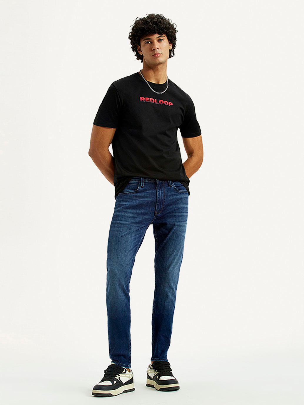 Men's Redloop 512 Indigo Slim Tapered Fit Mid Rise Jeans - Styleshot View