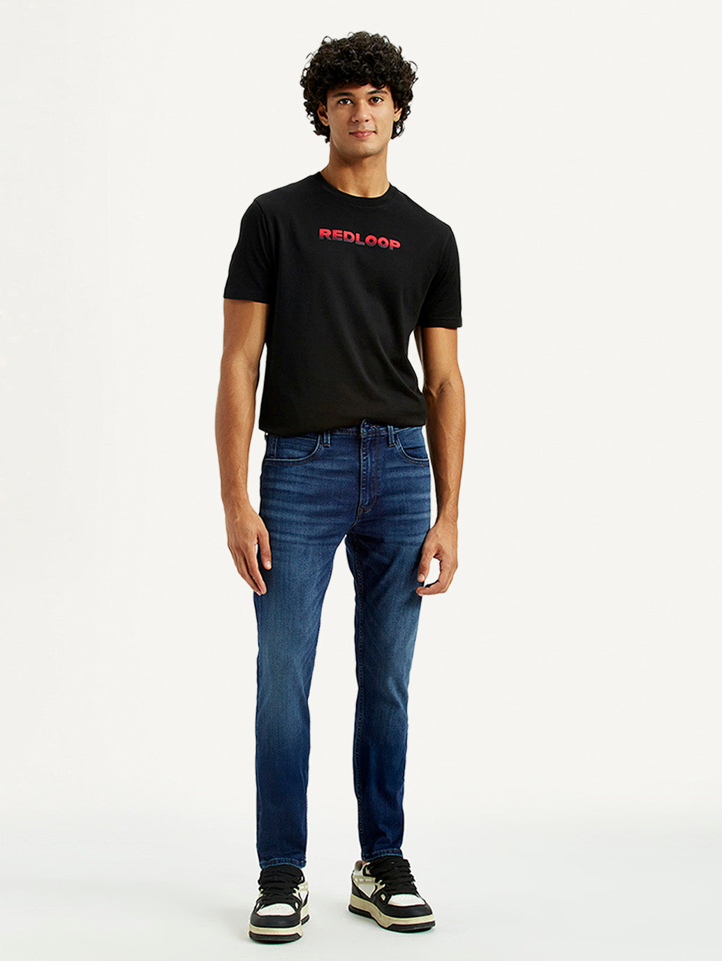 Men's Redloop 512 Indigo Slim Tapered Fit Mid Rise Jeans - Front View