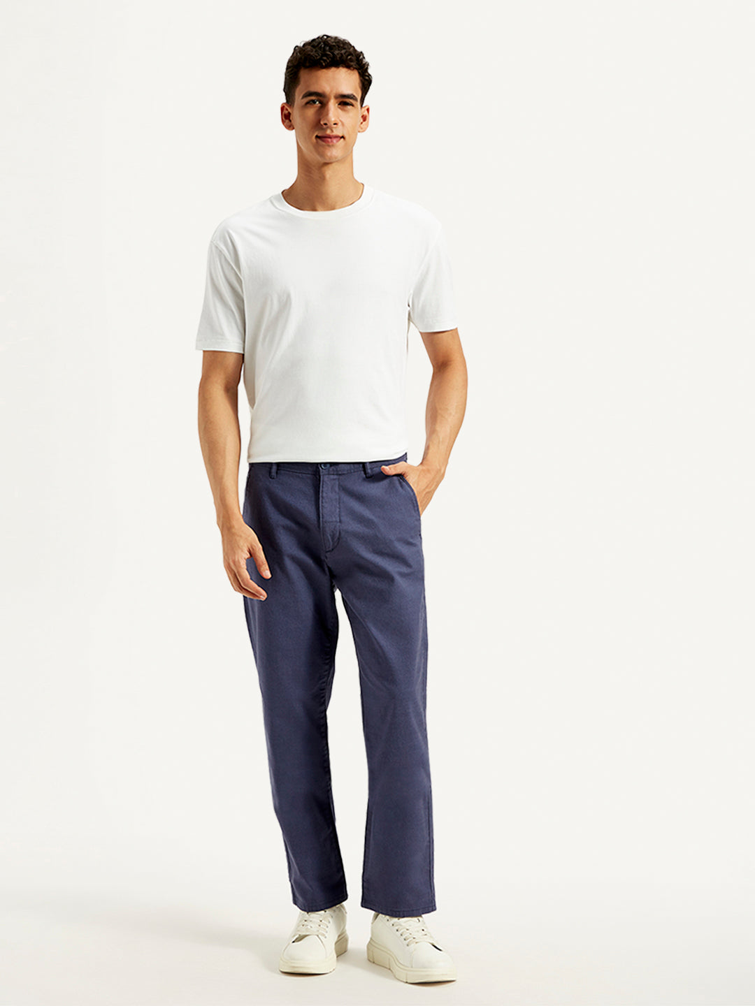 Men's Blue Authentic Straight Fit Linen Chinos - 20 View