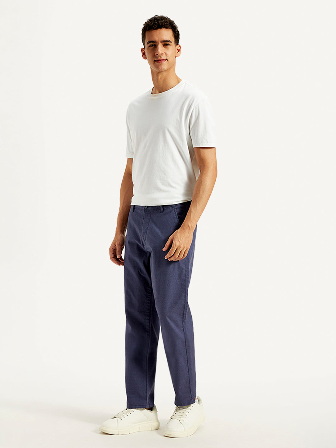 Men's Blue Authentic Straight Fit Linen Chinos - 20 View