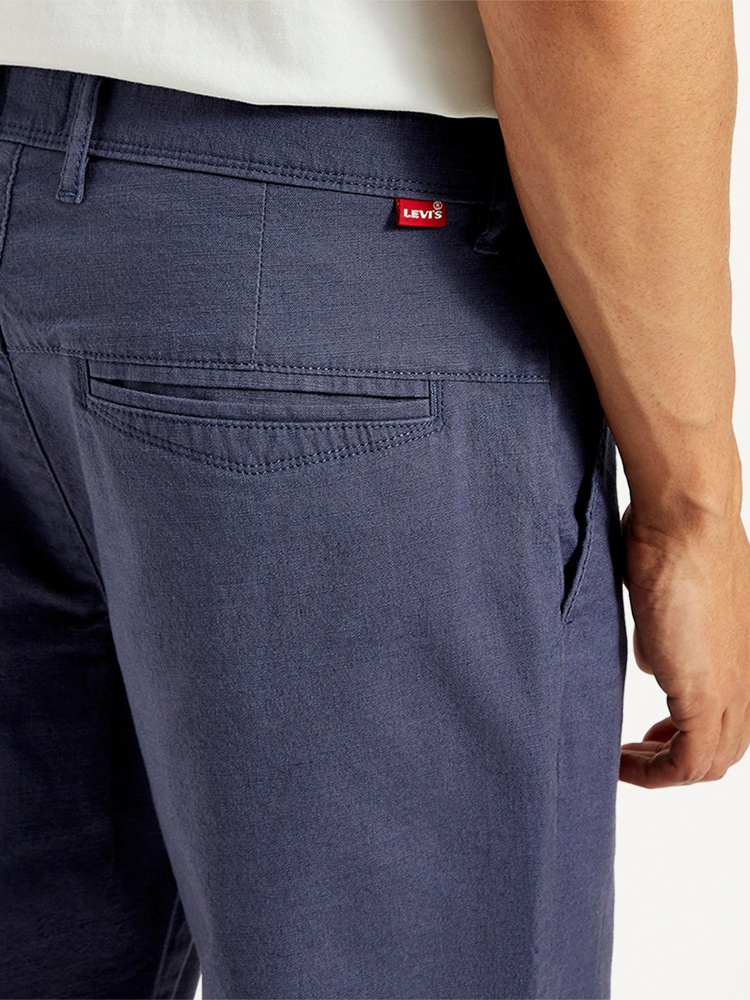 Men's Blue Authentic Straight Fit Linen Chinos - 20 View