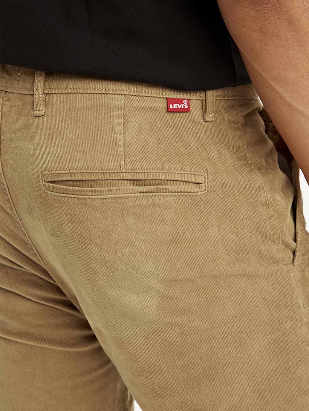 Men's Light-Brown Slim Tapered Fit Chinos - Detail View