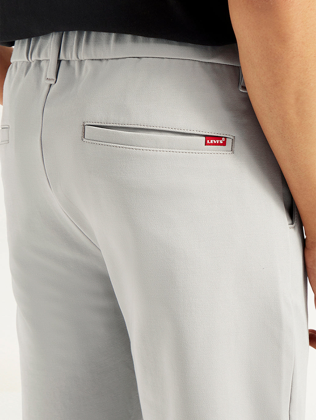 Men's Grey Slim Fit Tech Pants Chinos - Detail View