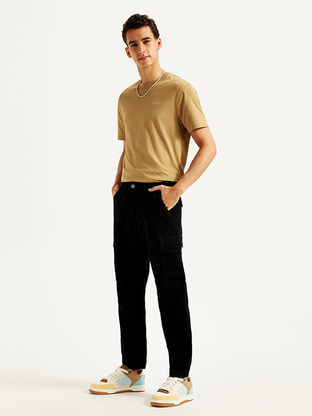 Men's Tapered Black Utility Cargo Jogger - Styleshot View