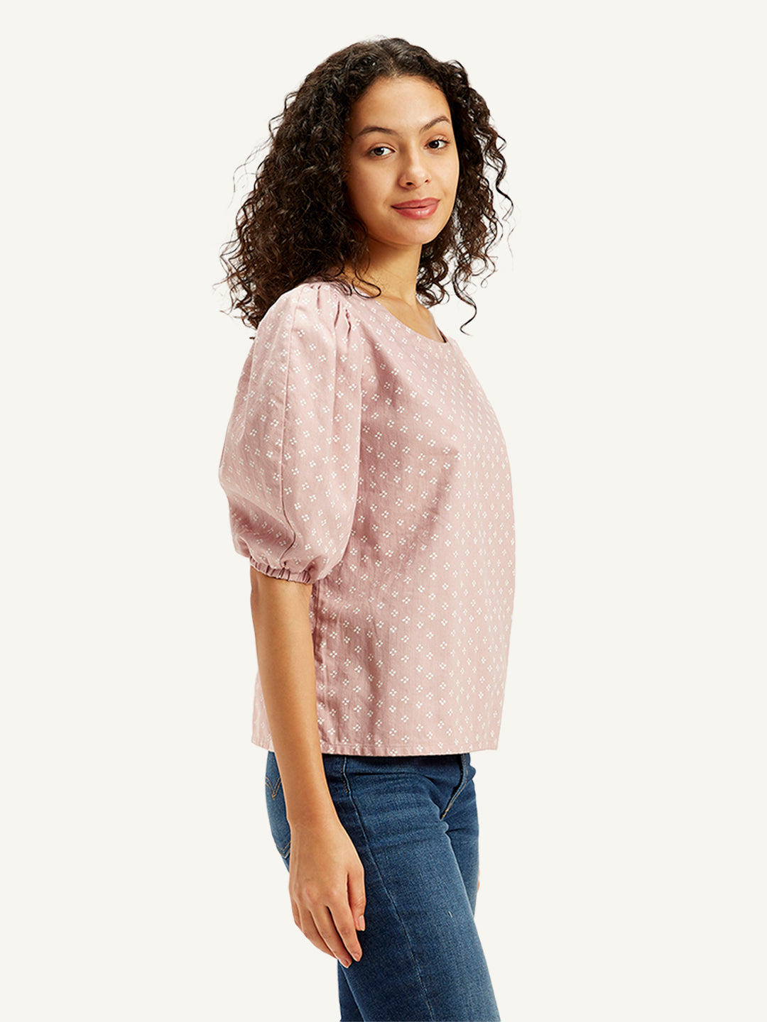 Women's Printed Regular Fit Top - Side View
