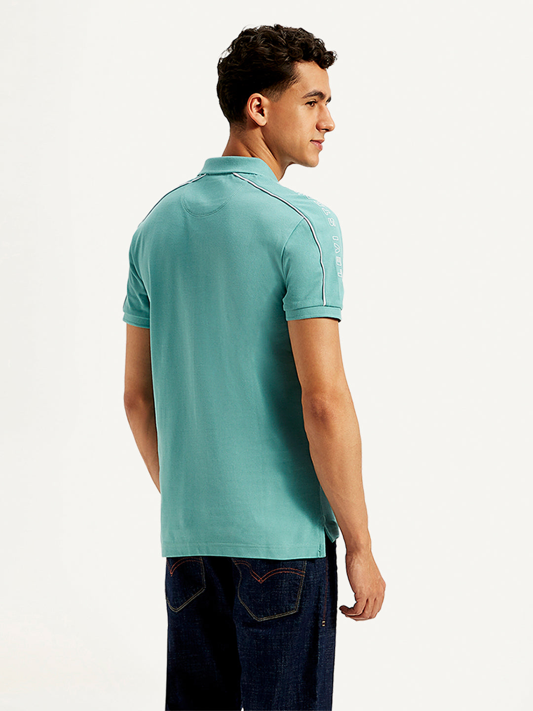 Men's Typographic Print Slim Fit Polo T-Shirt - 20 View