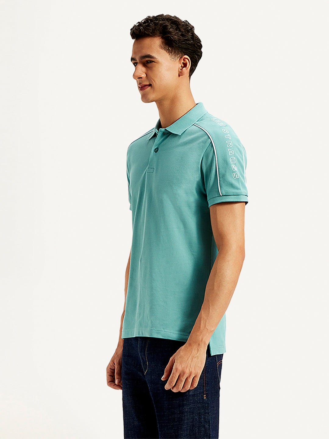 Men's Typographic Print Slim Fit Polo T-Shirt - 20 View