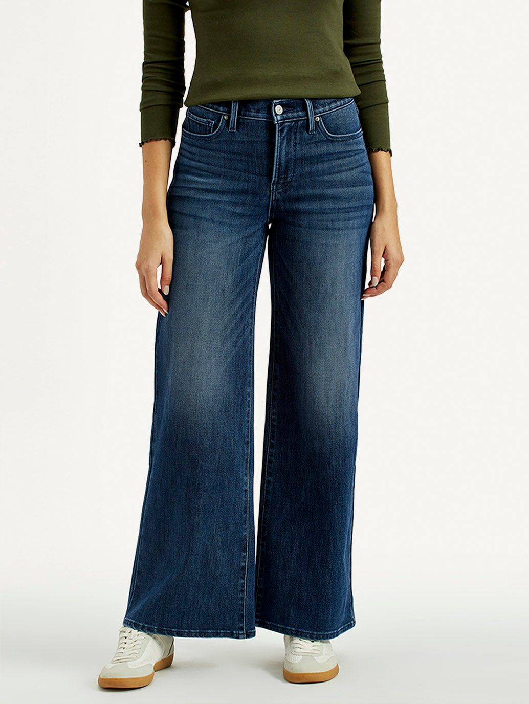 Women's 318 Dark Indigo Flared Fit Mid Rise Jeans - Front View