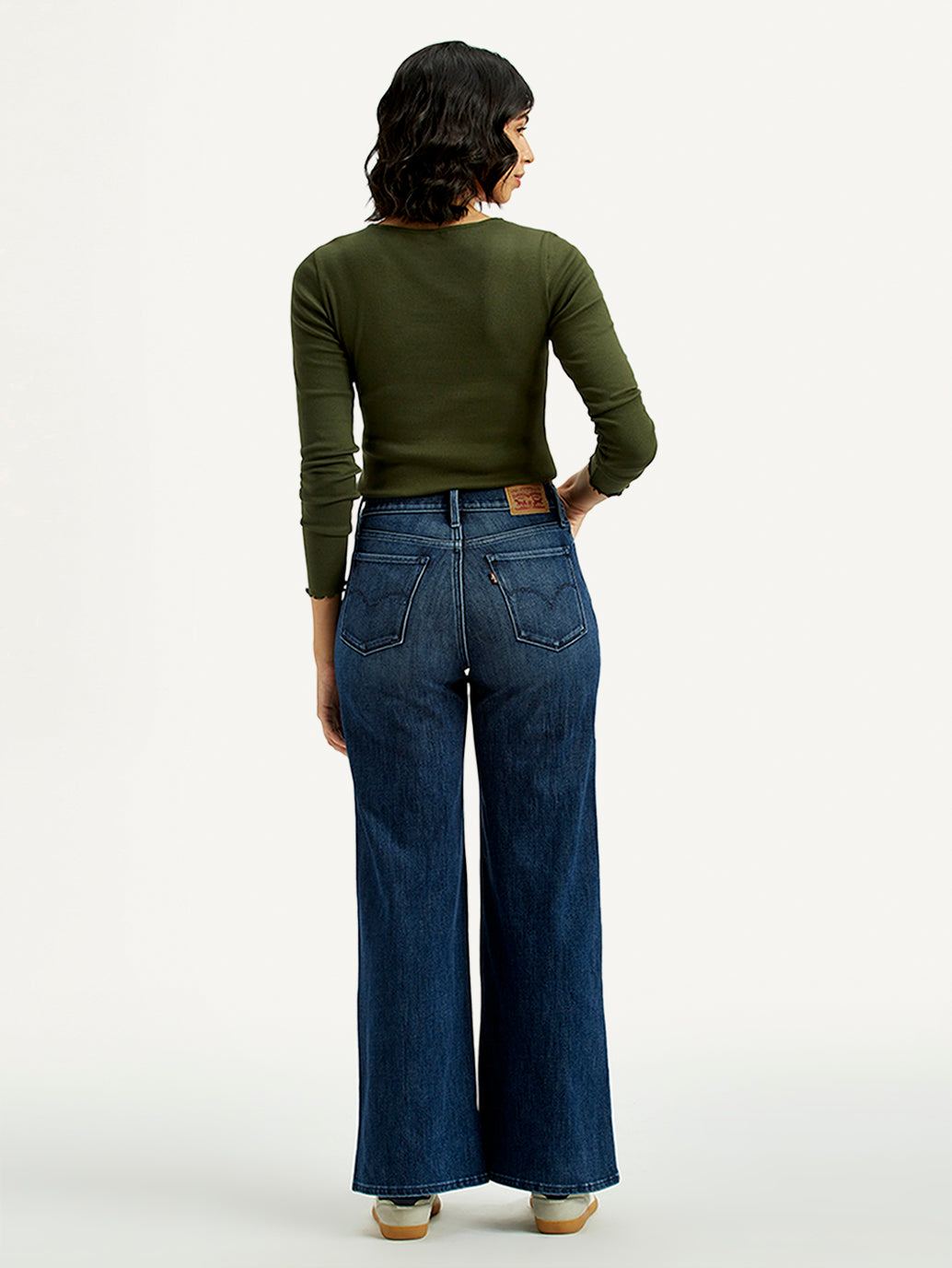Women's 318 Dark Indigo Flared Fit Mid Rise Jeans - Back View