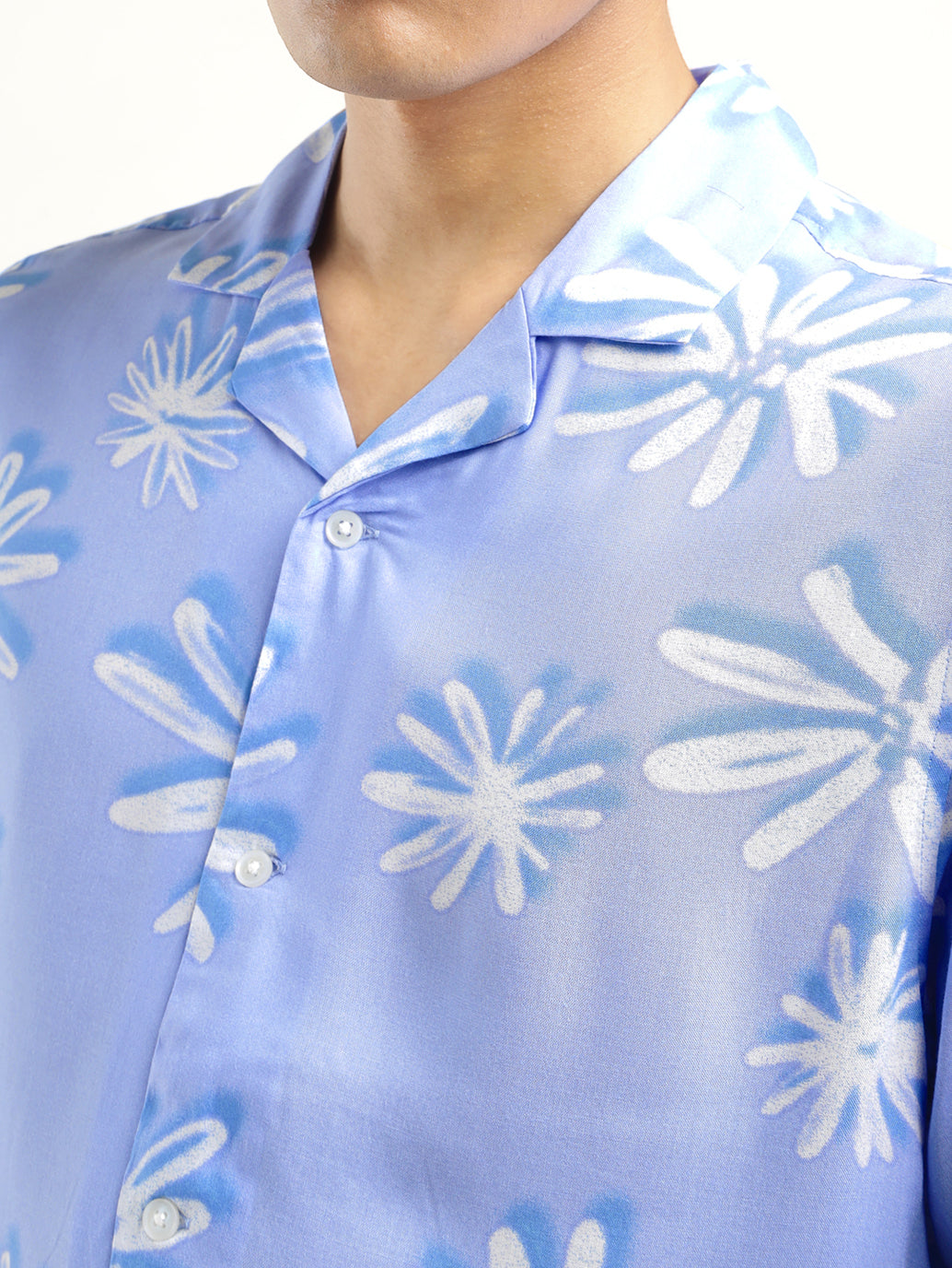 Men's Floral Print Camp Shirt - Detail View