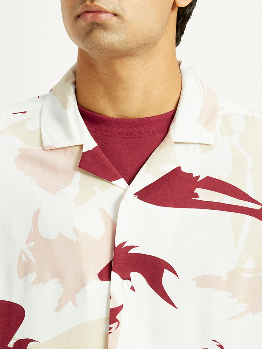 Men's Abstract Multi Color Camp Shirt - Detail View