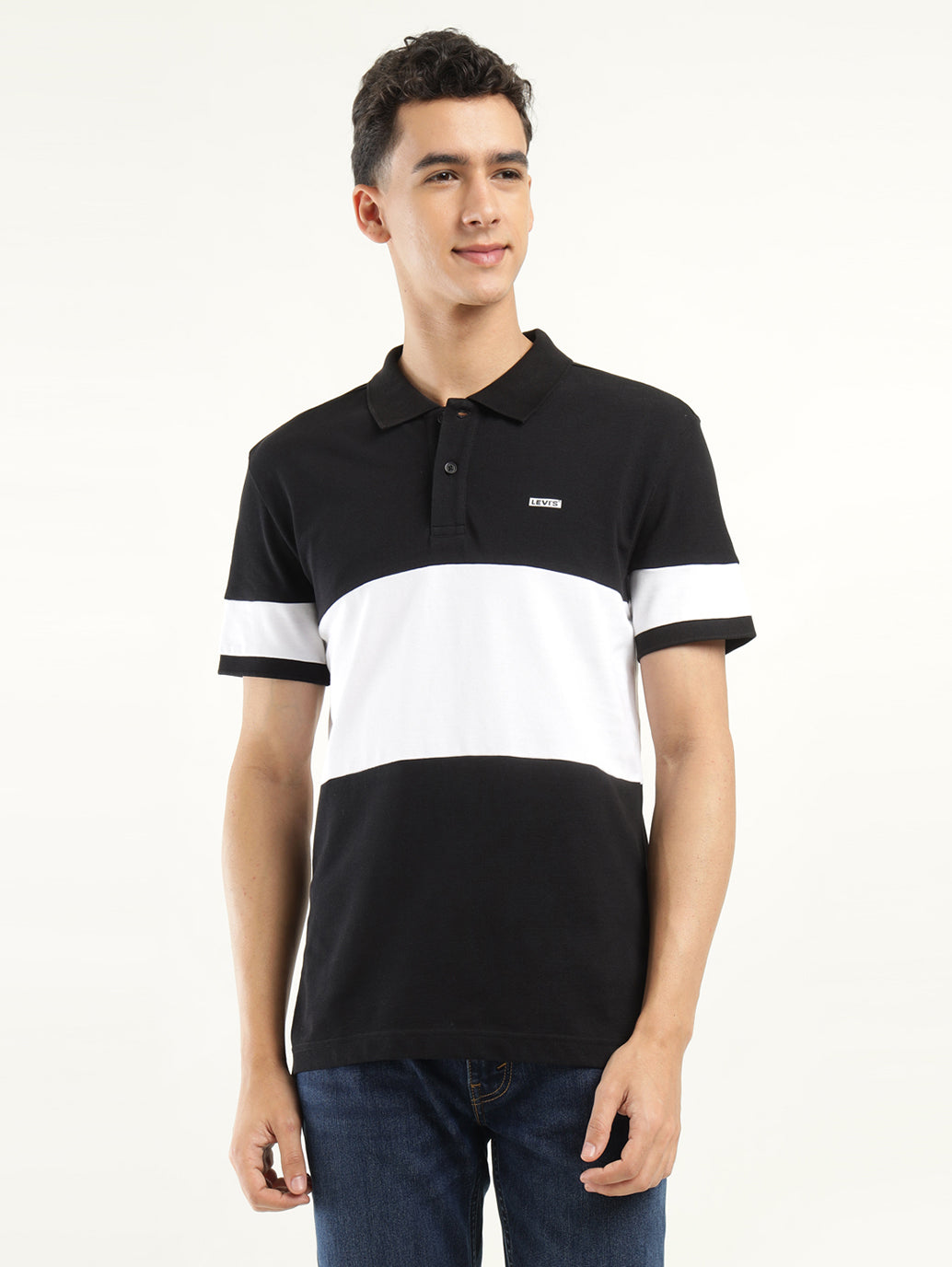 Men's Colorblock Polo T-Shirt - Front View