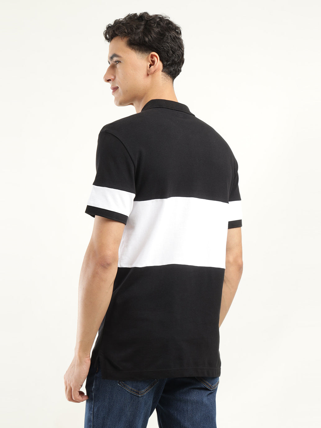 Men's Colorblock Polo T-Shirt - Back View