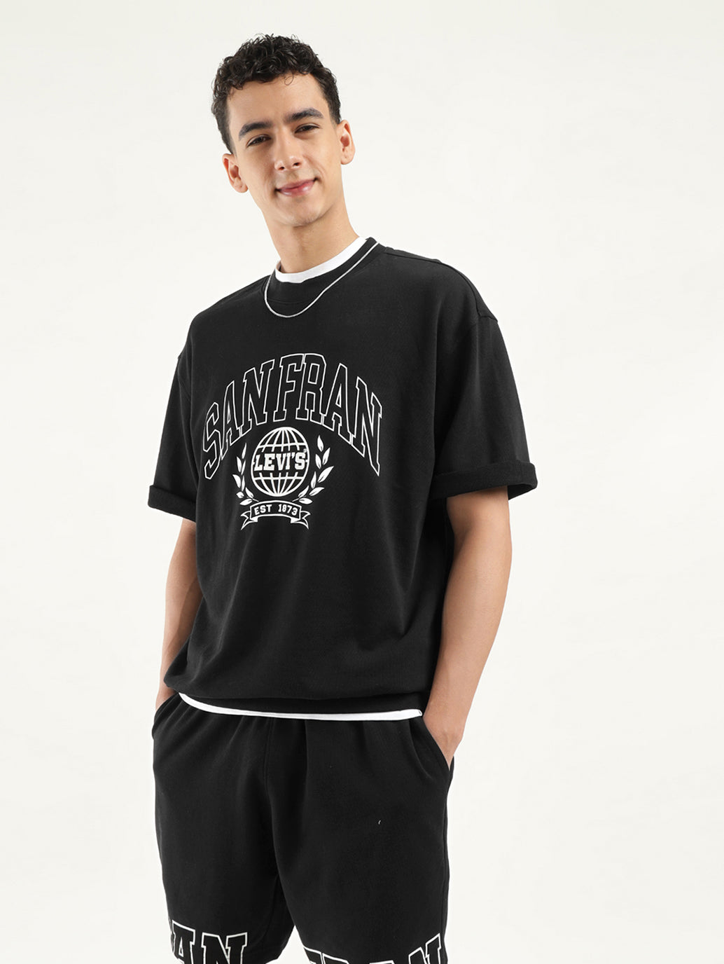 Men's Graphic Black Crew Neck T-shirt - Styleshot View
