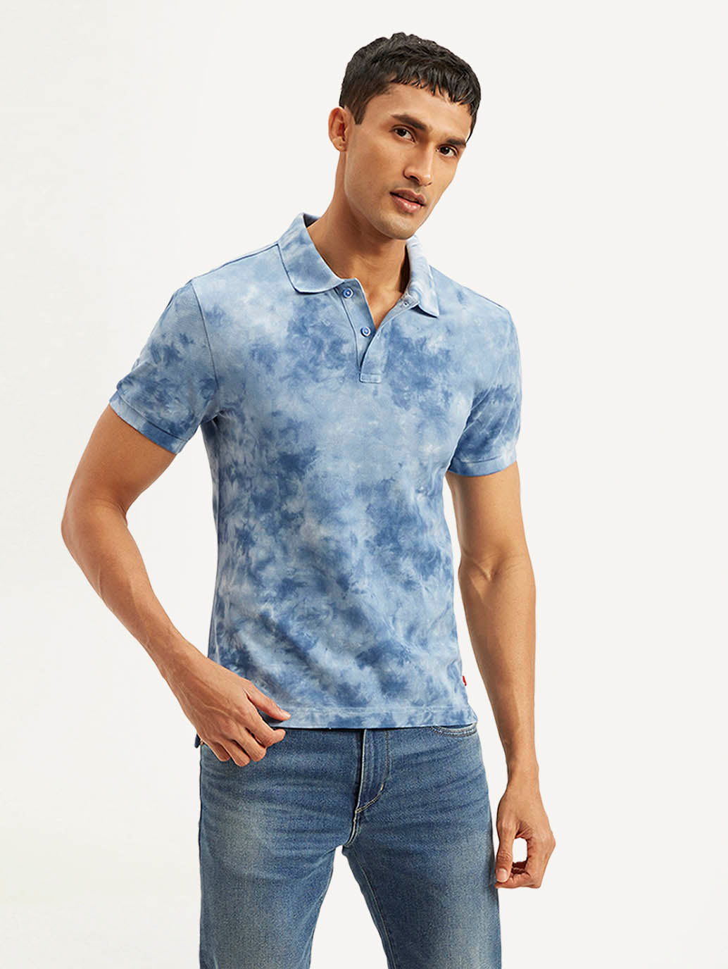 Men's Abstract Dyed Slim Fit Polo T-shirt - 1dfc26f0-1295-43fb-96a7-858b696f7757 View
