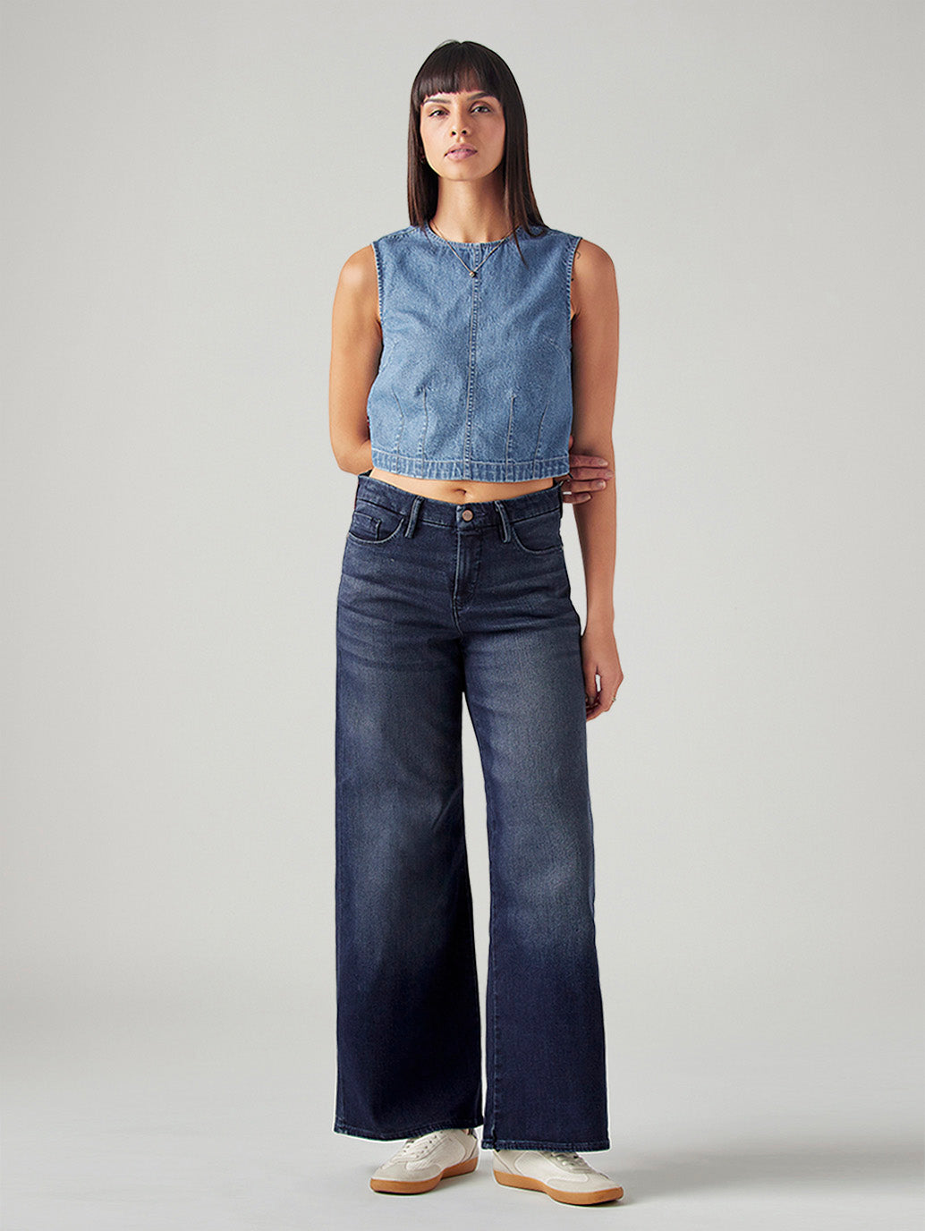 Women's 318 Dark Indigo Shaping Wide Leg Fit Mid Rise Redloop Jeans