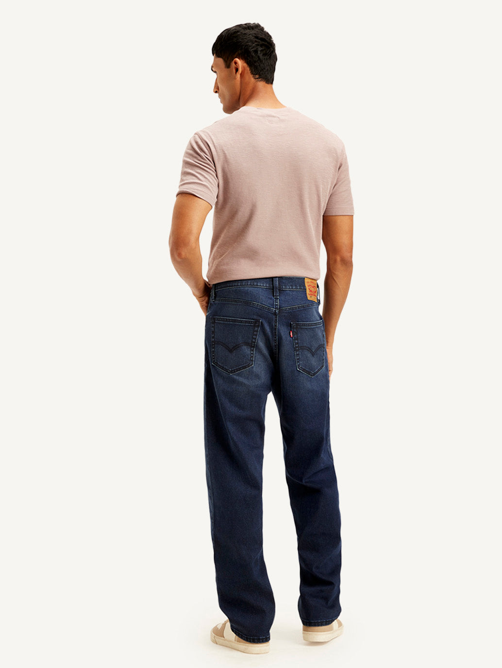 Men's 568 Navy Blue Loose Fit Mid Rise Jeans - Back View