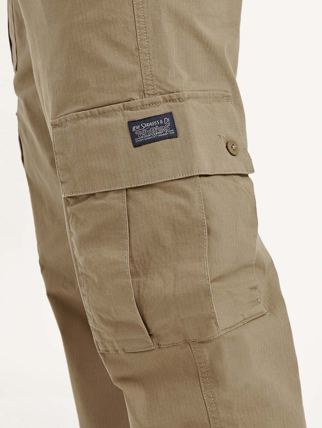Men's Brown Loose Fit Cargo Trousers - Detail View