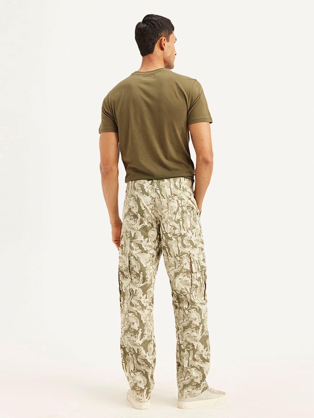 Men's Beige Loose Fit Cargo Trousers - 0b50ef6d-50a9-4760-add8-3548442aa92b View