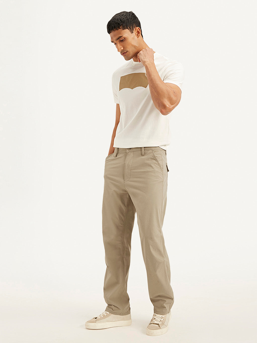 Men's Beige Loose Fit Chino Cargos - cf4ad030-1cb8-4128-8c86-e2f8d767ce12 View
