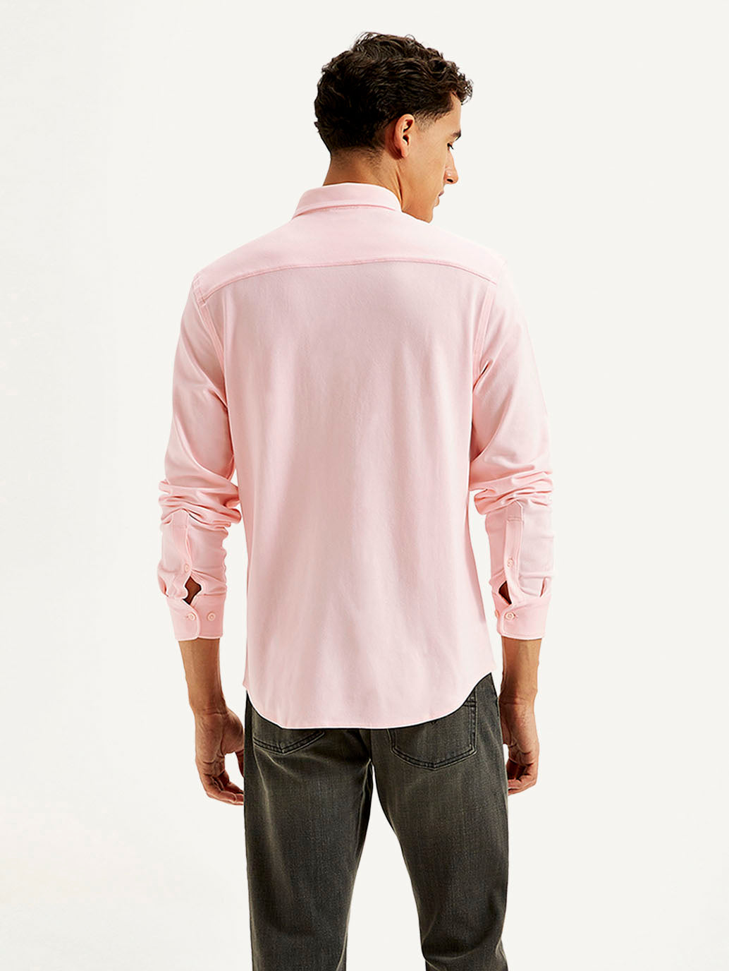 Men's Solid Slim Fit Shirt - Back View