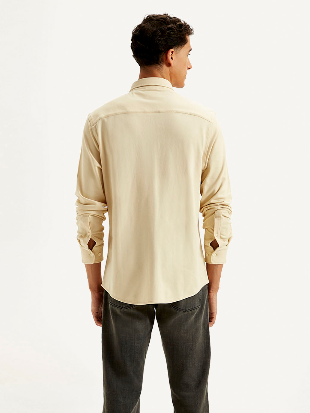 Men's Solid Slim Fit Shirt - Back View