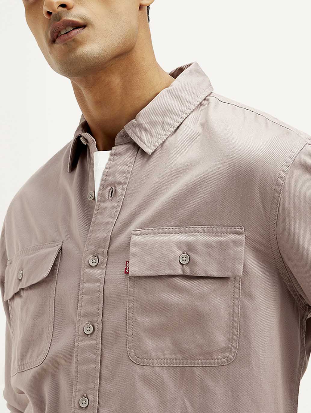 Men's Solid Slim Fit Shirt - Detail View