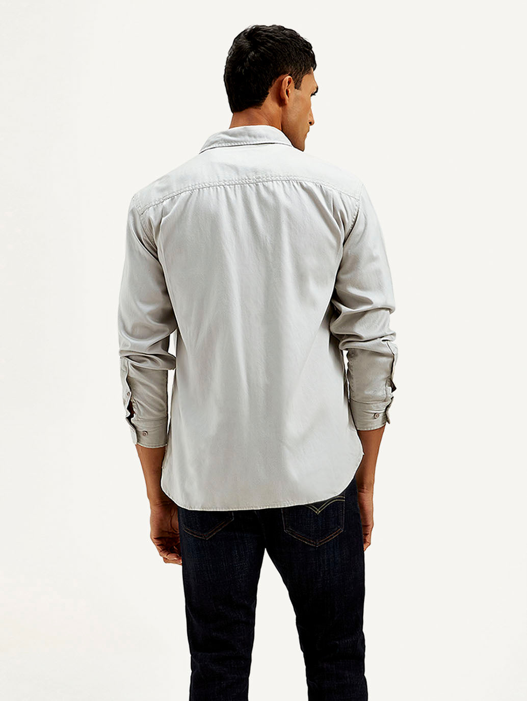Men's Solid Regular Fit Shirt - Back View