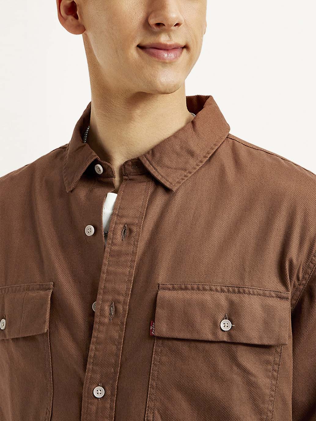 Men's Solid Slim Fit Shirt - Detail View