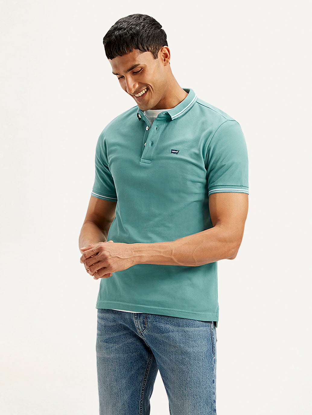 Men's Solid Slim Fit Polo T-shirt - Styleshot View