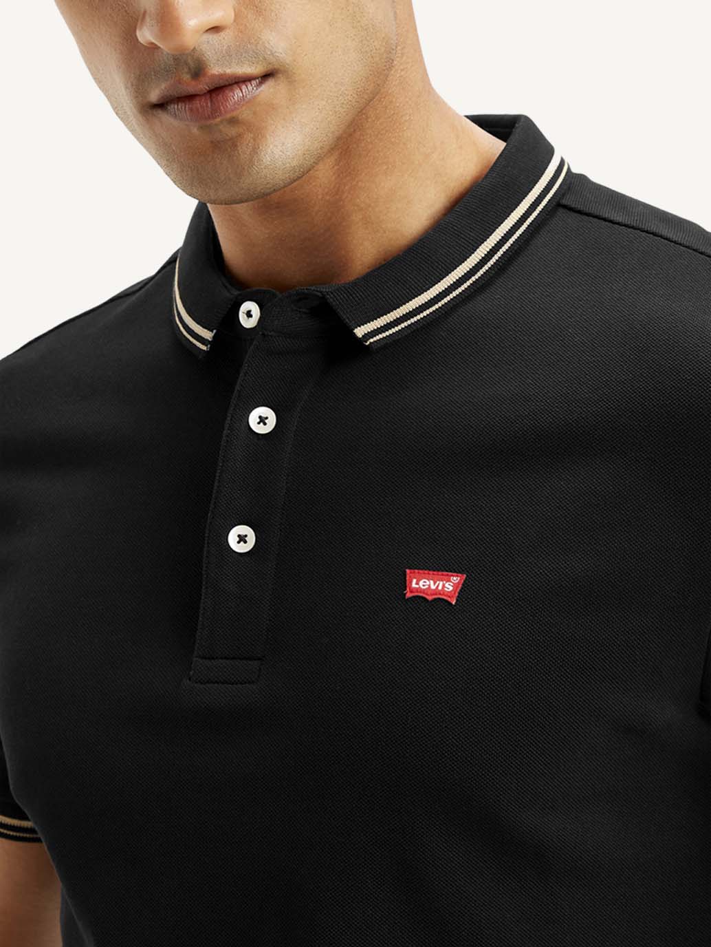 Men's Solid Slim Fit Polo T-shirt - Detail View