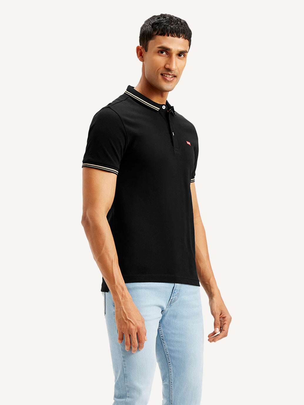 Men's Solid Slim Fit Polo T-shirt - Side View